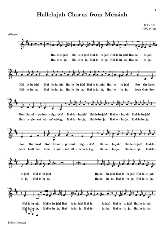 Hallelujah Chorus From Messiah Alto Part Sheet Music Printable pdf