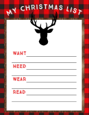 My Christmas List Template - Deer