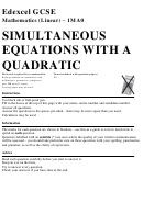Edexcel Gcse Mathematics (linear) - Simultaneous Equations With A Quadratic