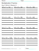 Multiplication Practice 10x Worksheet