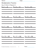 Multiplication Practice 8x Worksheet