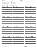 Multiplication Practice 7x Worksheet