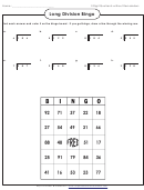 Long Division Bingo Math Worksheet With Answer Key