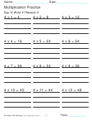 Multiplication Practice 4x Worksheet