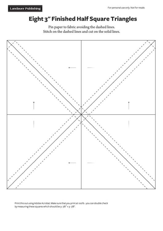 Eight 3-Inch Finished Half Square Triangles Pattern Template Printable pdf