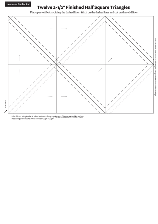 Twelve 2 1/2-Inch Finished Half Square Triangles Pattern Template Printable pdf