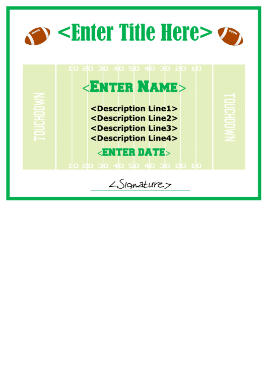 Fillable Football Fillable Certificate Template Printable pdf