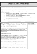 Why Byu Has Asked Jimmer Fridette To Stop Attending Classes - Middle School Reading Article Worksheet