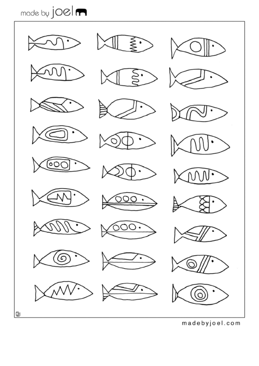 Modern Fish Designs Coloring Sheet Printable pdf