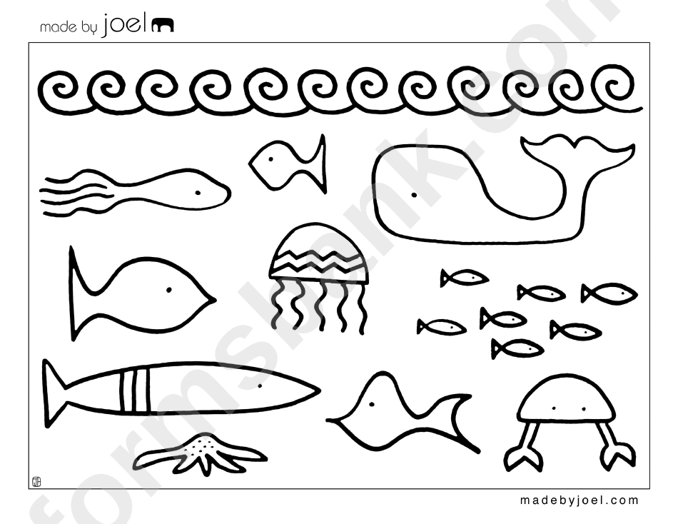 Underwater Creatures Coloring Sheet