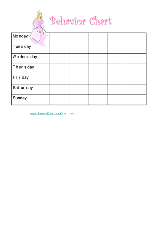 Behaviour Chart - Princess Printable pdf