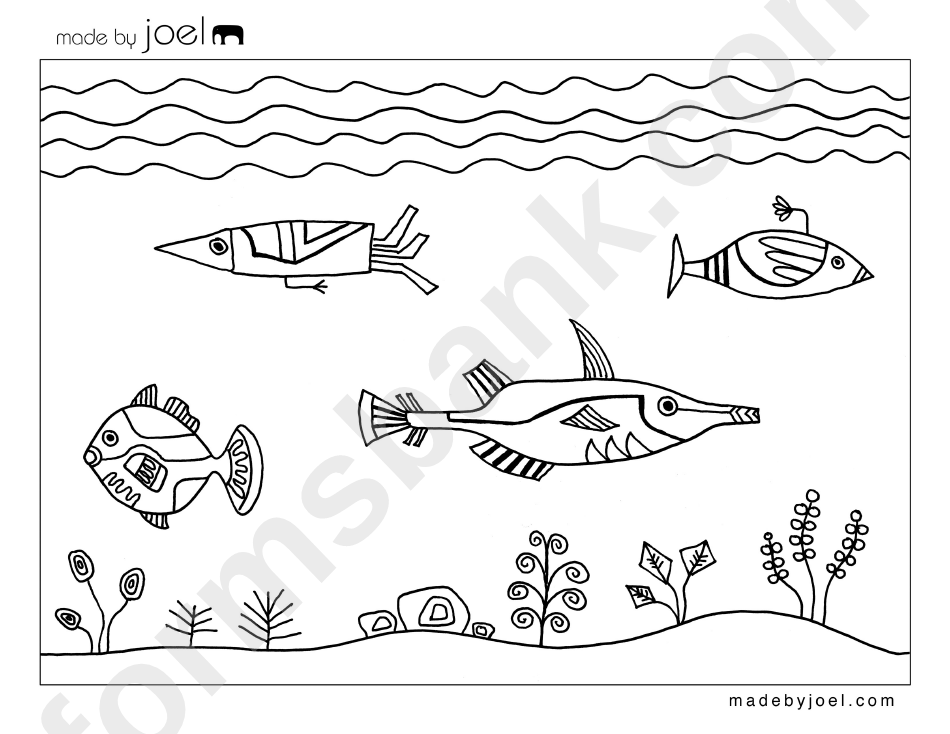 Underwater Fish Design Coloring Sheet