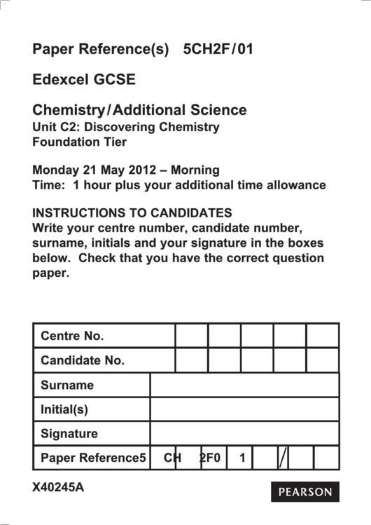 Edexcel Gcse Chemistry/additional Science - Unit C2: Discovering Chemistry Printable pdf