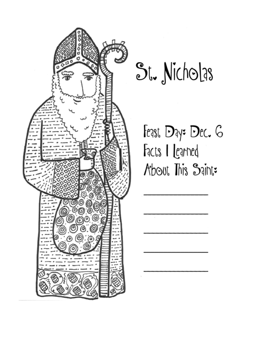 Saint Nick Coloring Sheet Printable pdf