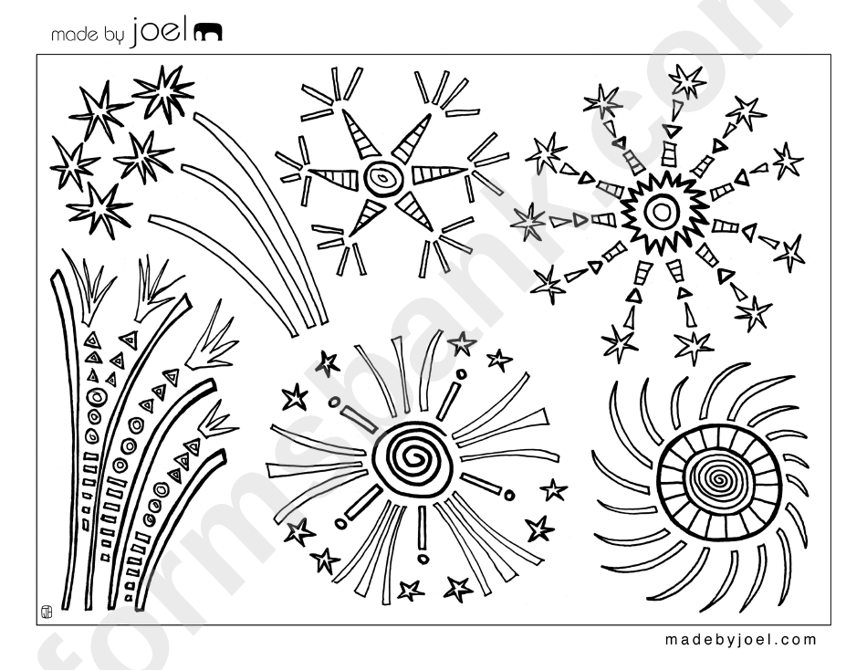 4th Of July Fireworks Coloring Sheet