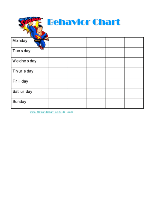 Superman Behavior Chart Printable pdf