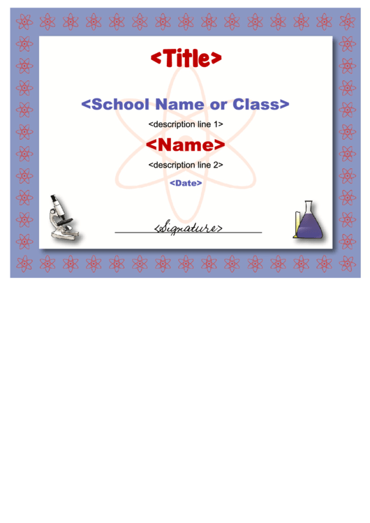 Science Certificate Fillable Template Printable pdf