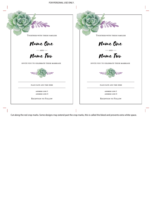 Wedding Invitation Template - Succulent 5x7 Printable pdf