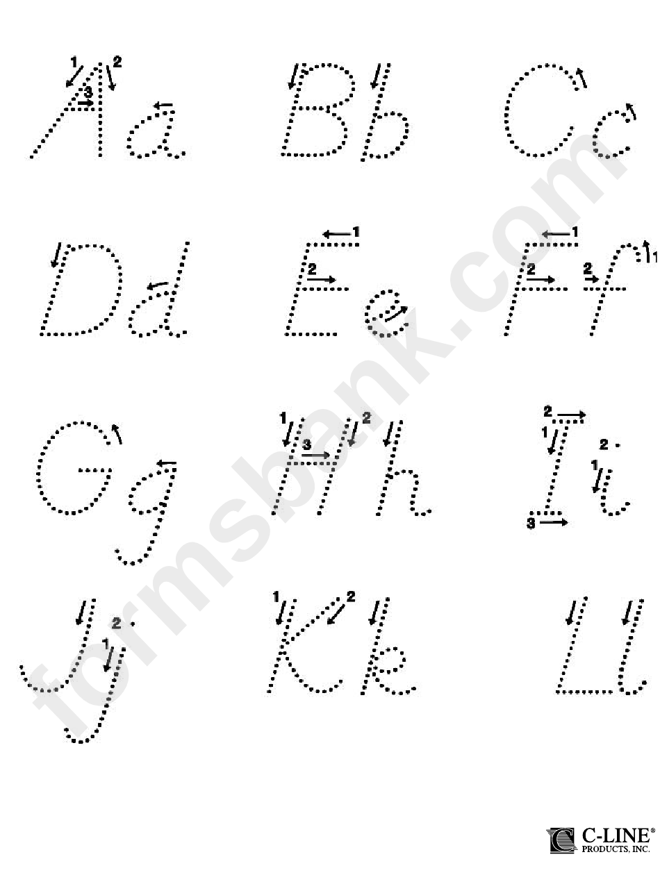 Alphabet A - L Letter Tracing Template