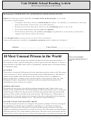 Most Unusual Prisons In The World - Middle School Reading Article Worksheet