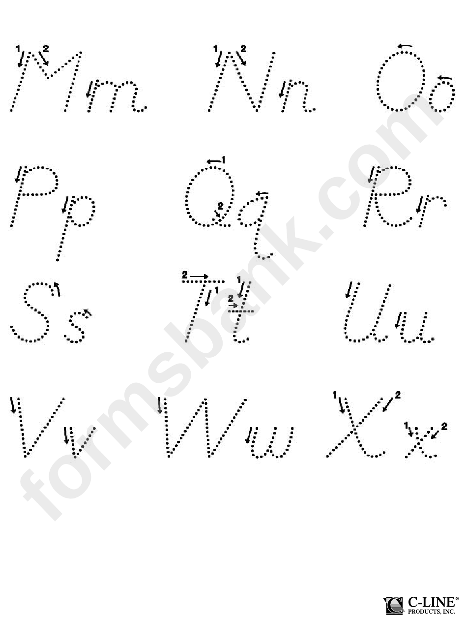Alphabet M-X Letter Tracing Template