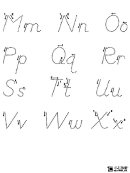 Alphabet M-x Letter Tracing Template