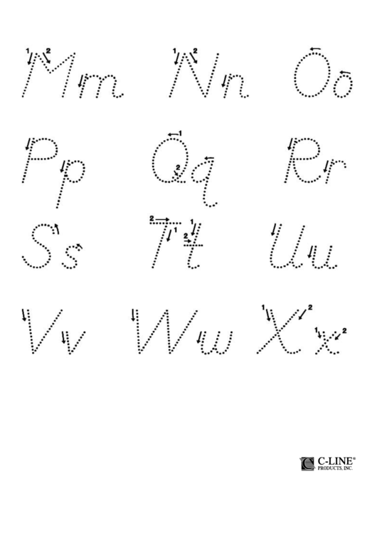 Alphabet M-X Letter Tracing Template Printable pdf