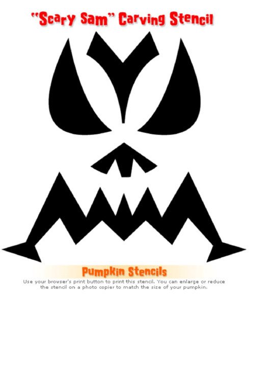 Scary Sam Pumpkin Carving Template printable pdf download