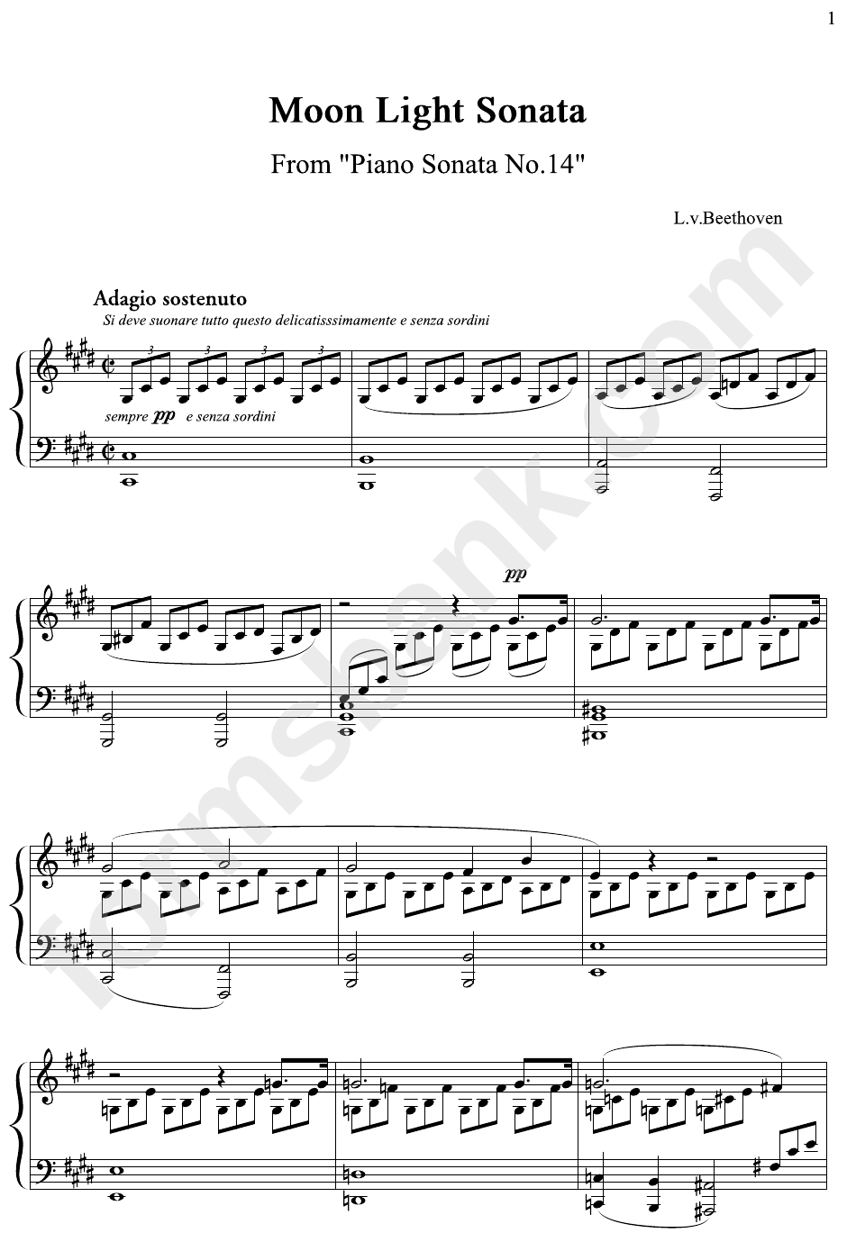 Ludwig Van Beethoven - Moon Light Sonata Sheet Music