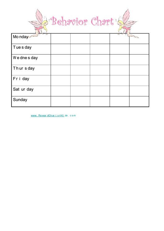 Fairy Weekly Behavior Chart