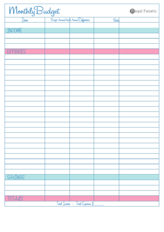 Monthly Budget Planner Template Printable pdf
