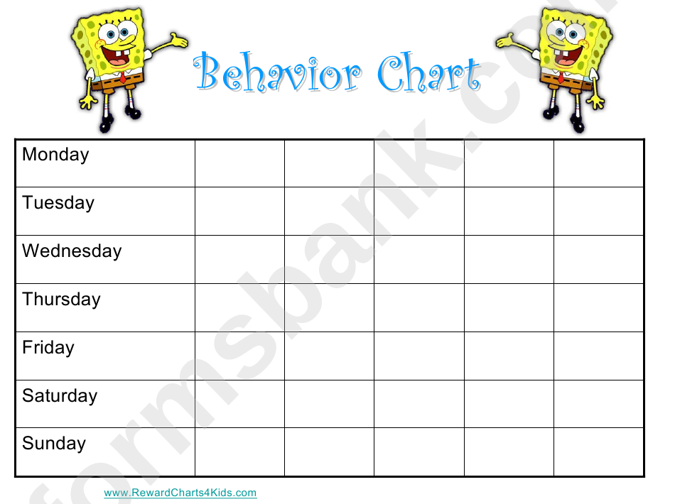 Spongebob Weekly Behavior Chart