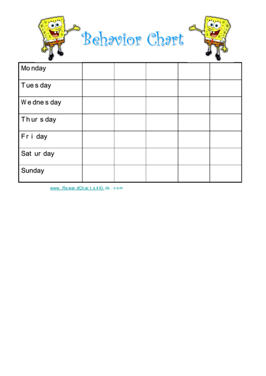Spongebob Weekly Behavior Chart Printable pdf