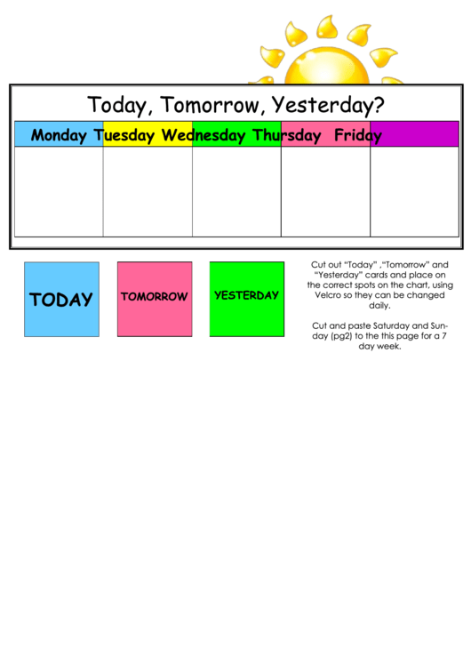 Today/yesterday/tomorrow Weather Chart For Kids