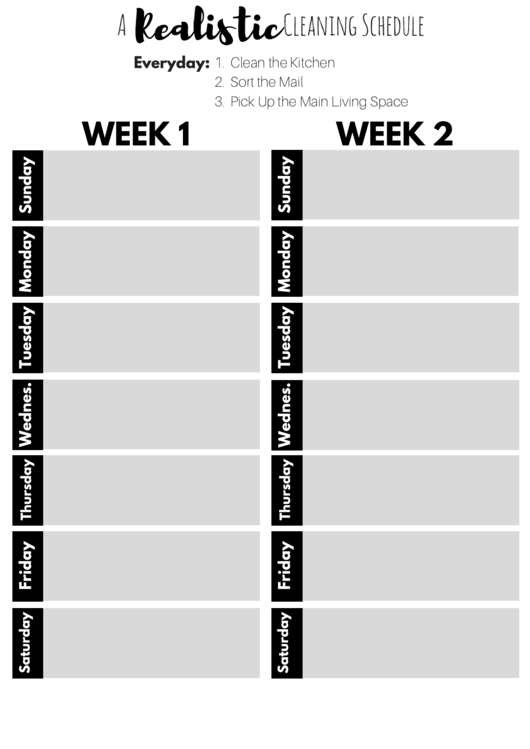 A Cleaning Schedule Greyscale