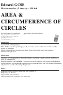 Edexcel Gcse Mathematics (linear) - Area & Circumference Of Circles