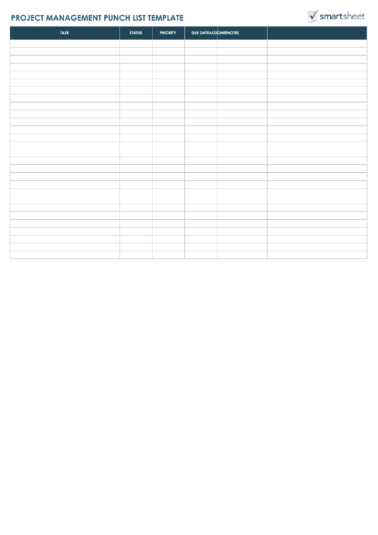 Fillable Project Management Punch List Template Printable pdf