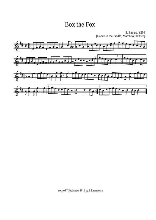 S. Bayard - Box The Fox Sheet Music - Dance To The Fiddle, March To The Fife Printable pdf