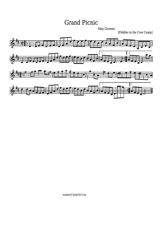 Skip Gorman - Grand Picnic Sheet Music - Fiddles In The Cow Camp Printable pdf