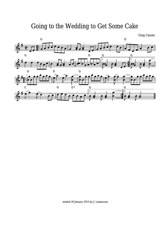 Greg Canote - Going To The Wedding To Get Some Cake Sheet Music Printable pdf