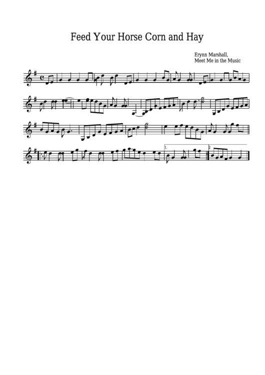 Erynn Marshall - Feed Your Horse Corn And Hay Sheet Music - Meet Me In The Music Printable pdf