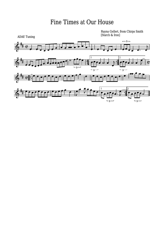 Rayna Gellert From Chirps Smith - Fine Times At Our House Sheet Music - Starch & Iron Printable pdf