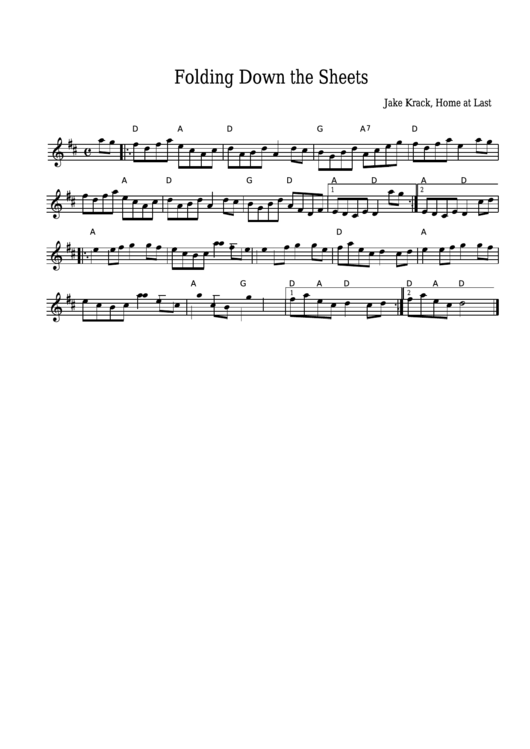 Jake Krack - Folding Down The Sheets Sheet Music - Home At Last Printable pdf