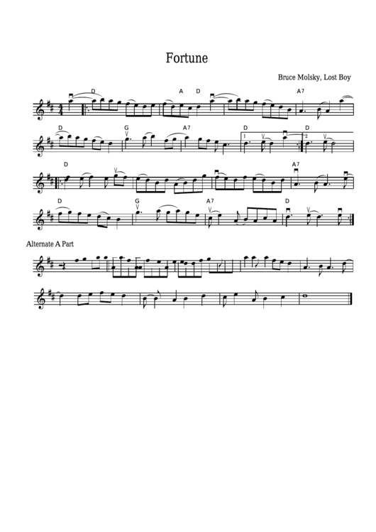 Bruce Molsky - Fortune Sheet Music - Lost Boy Printable pdf