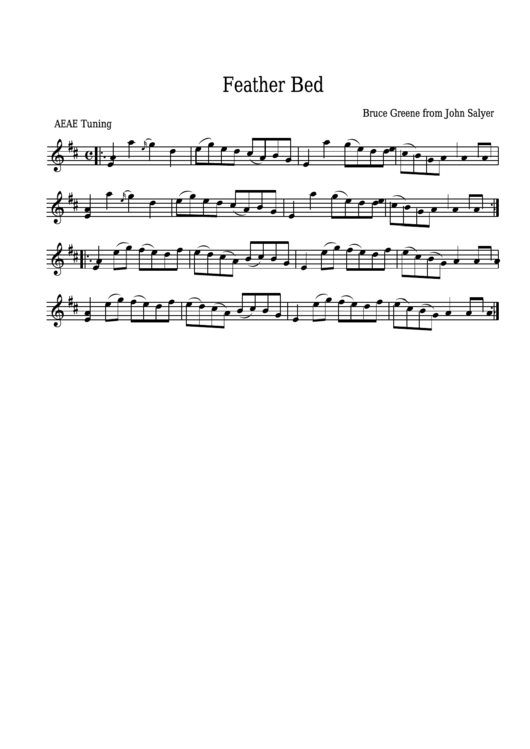 Bruce Greene From John Salyer - Feather Bed Sheet Music Printable pdf
