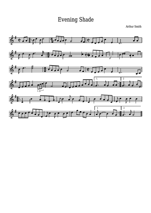 Arthur Smith - Evening Shade Sheet Music Printable pdf