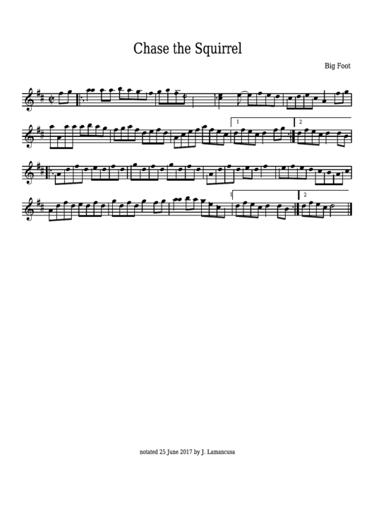 Big Foot - Chase The Squirrel Sheet Music Printable pdf