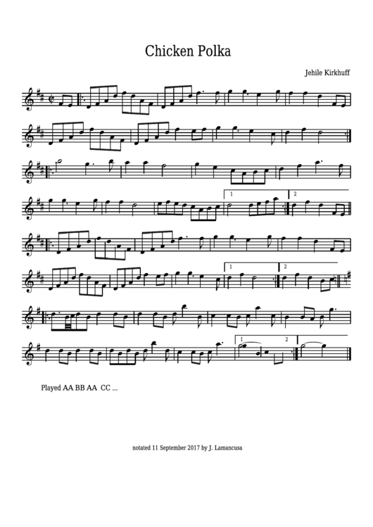 Jehile Kirkhuff - Chicken Polka Sheet Music Printable pdf