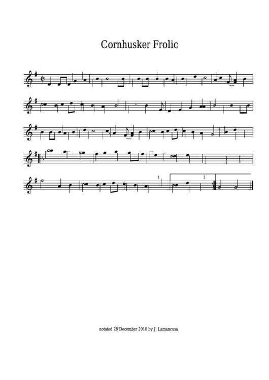 Cornhusker Frolic Sheet Music Printable pdf