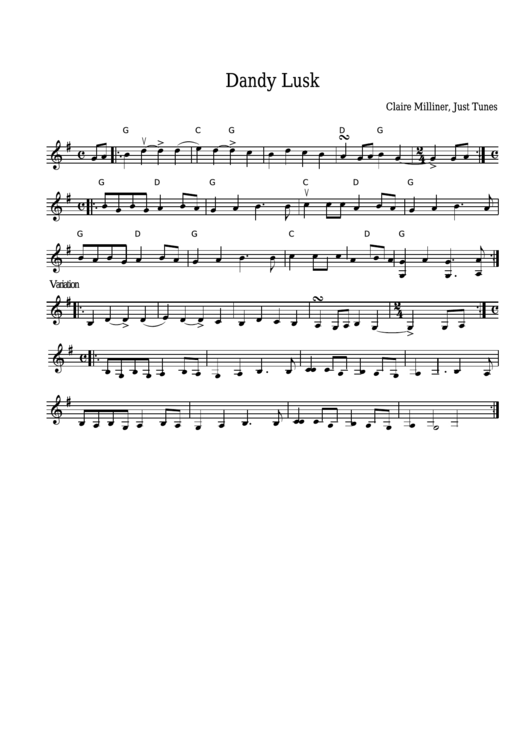 Claire Milliner - Dandy Lusk Sheet Music - Just Tunes Printable pdf